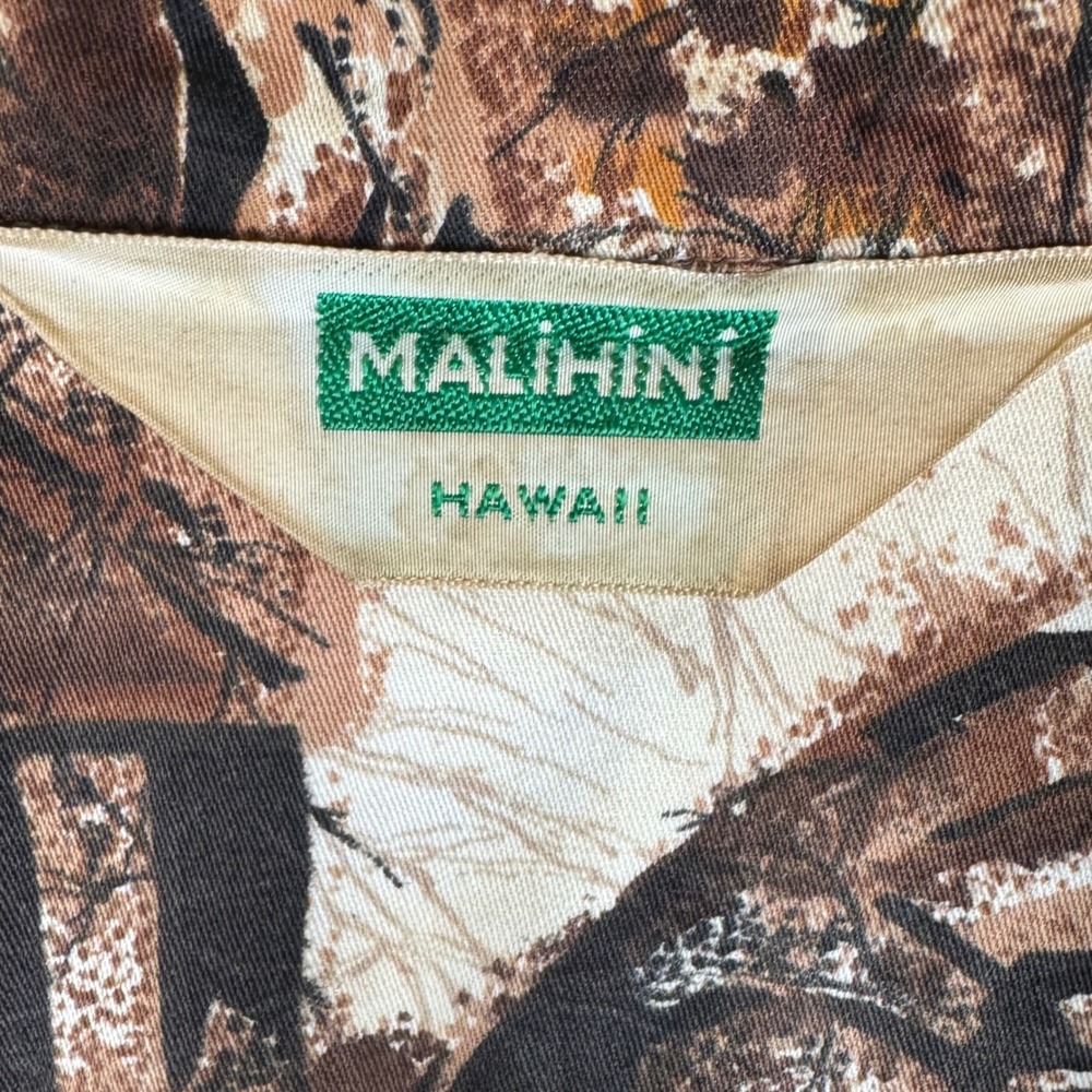 Vintage Malihini Hawaii Aloha Shirt Abstract Polynesian Tribal Brown 60s 70s - Picture 4 of 9
